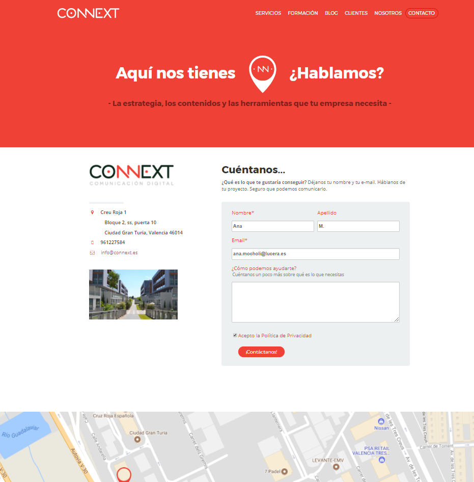 Página de contacto-Connext